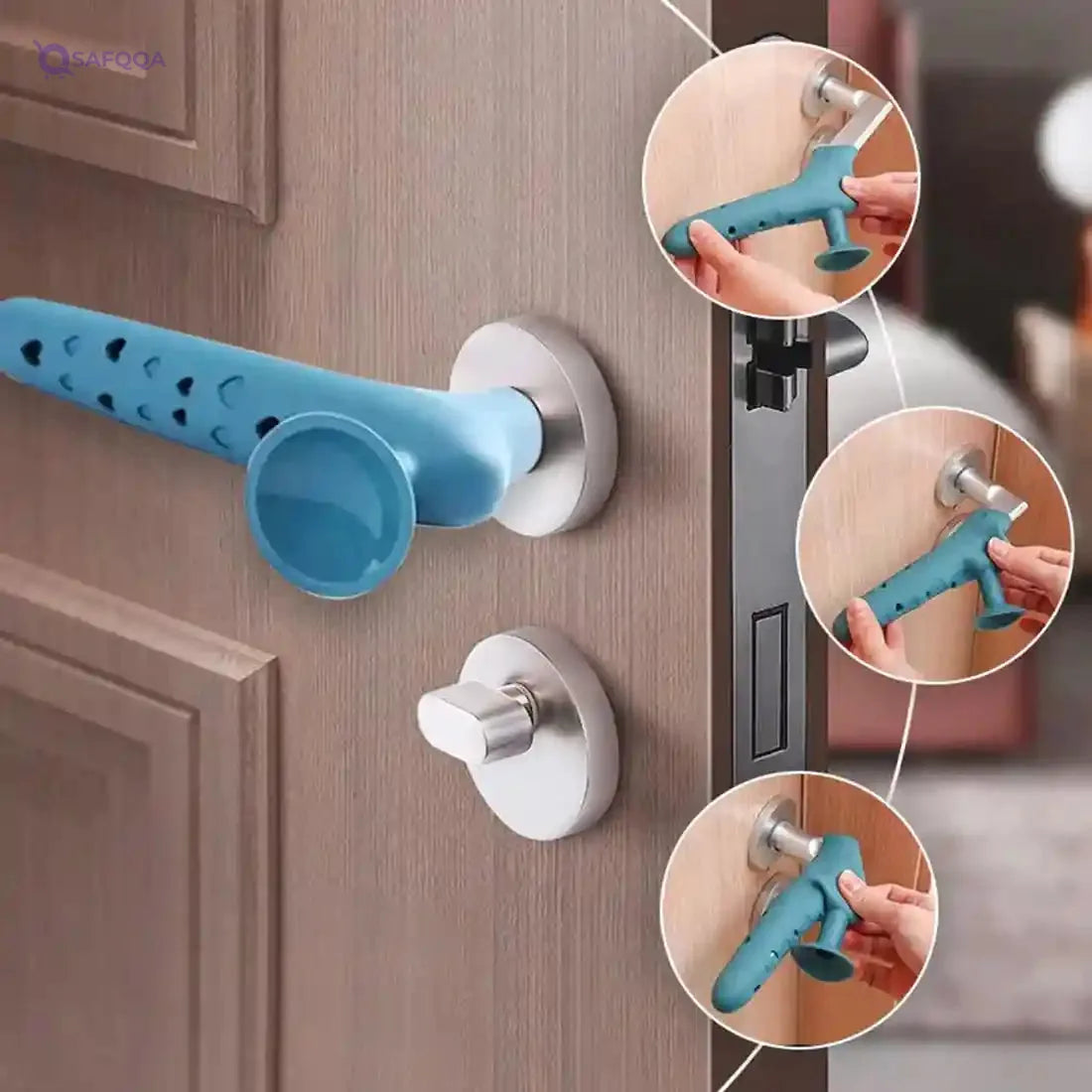 XPEX 2 Piece Door Handle Protector, Shock-absorbing Silicone Door Cover, Anti-static Door Handle Cover, Silicone Door Handle Safety Cover for Bumper - Safqqa