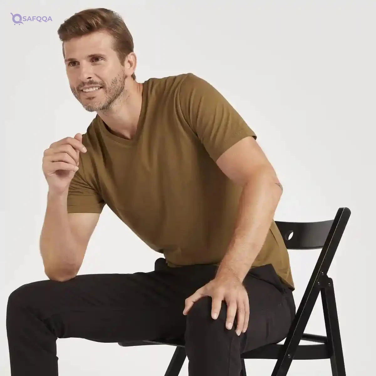 Splash Mens Vneck Solid T-Shirt - Safqqa Egypt