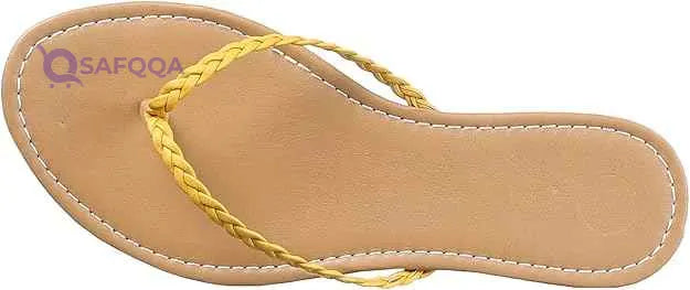 Club Aldo Faux Leather Braided-Strap Toe-Post Slippers for Women - Safqqa Egypt