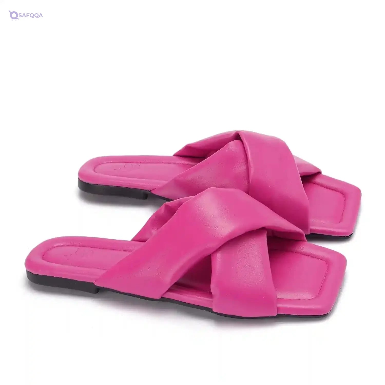 womens Wide Cross Strap Slippers Flip-Flop - Safqqa Egypt