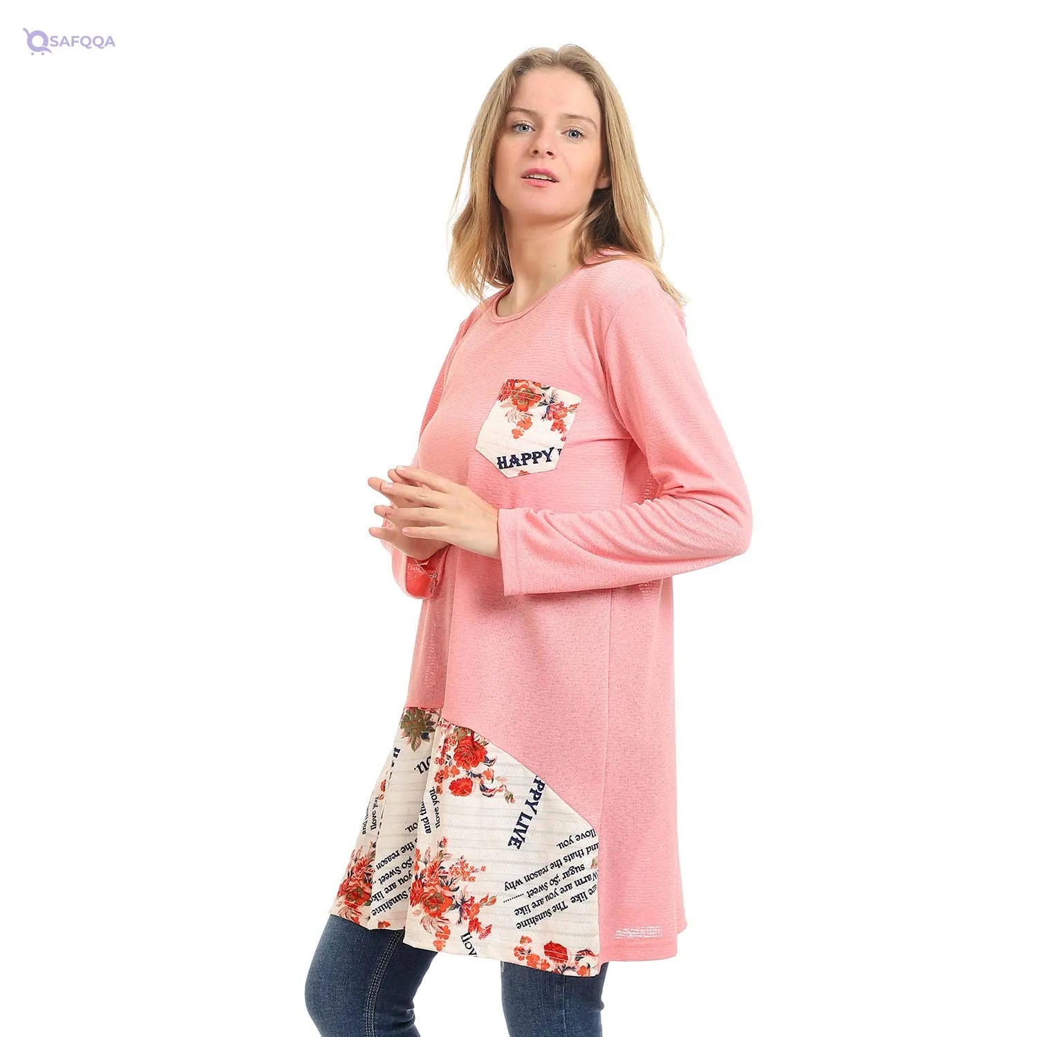 Kady Round Neck Tunic Top For Women,Soft, breathable fabric for all-day comfort. - Safqqa