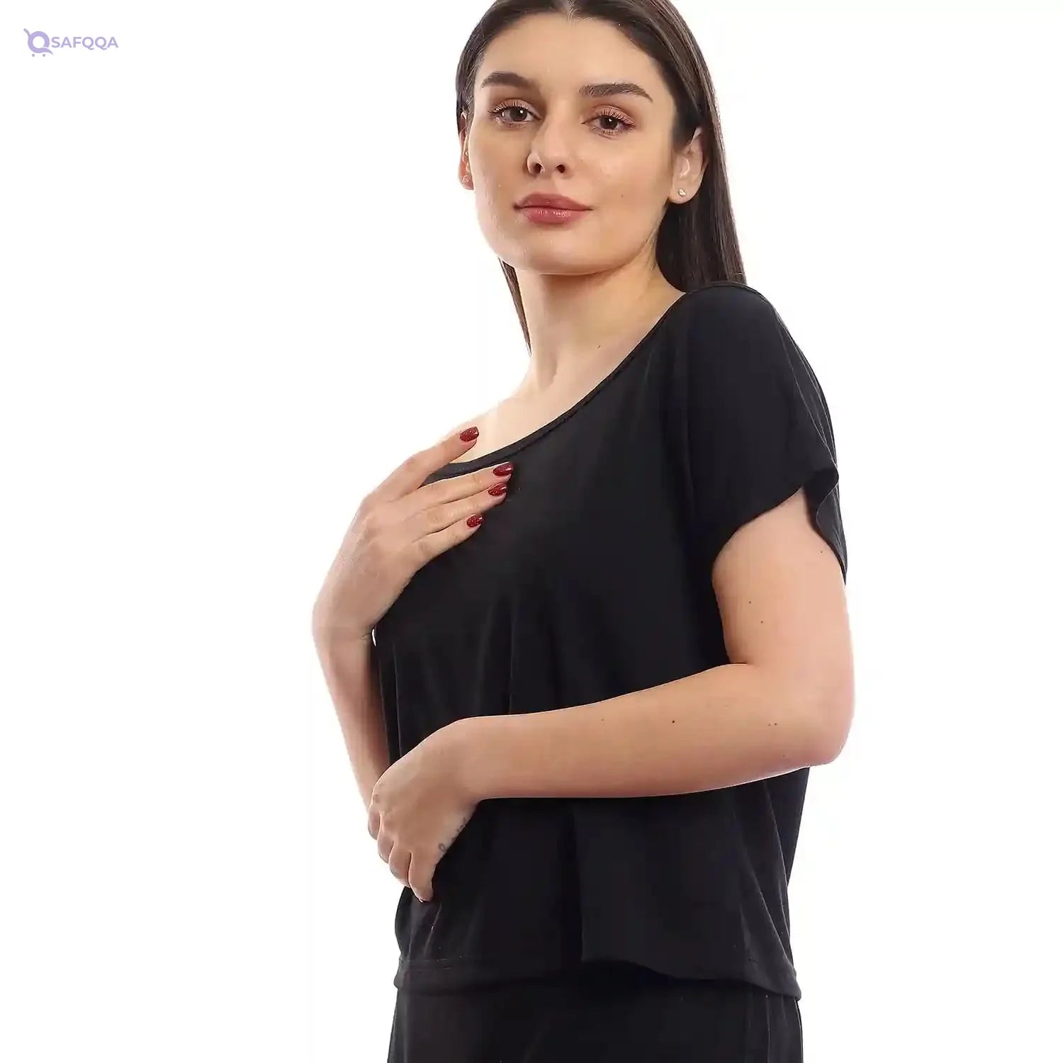 offcliff Women Tiered Skirt & Cropped Tee Solid Set - Safqqa Egypt