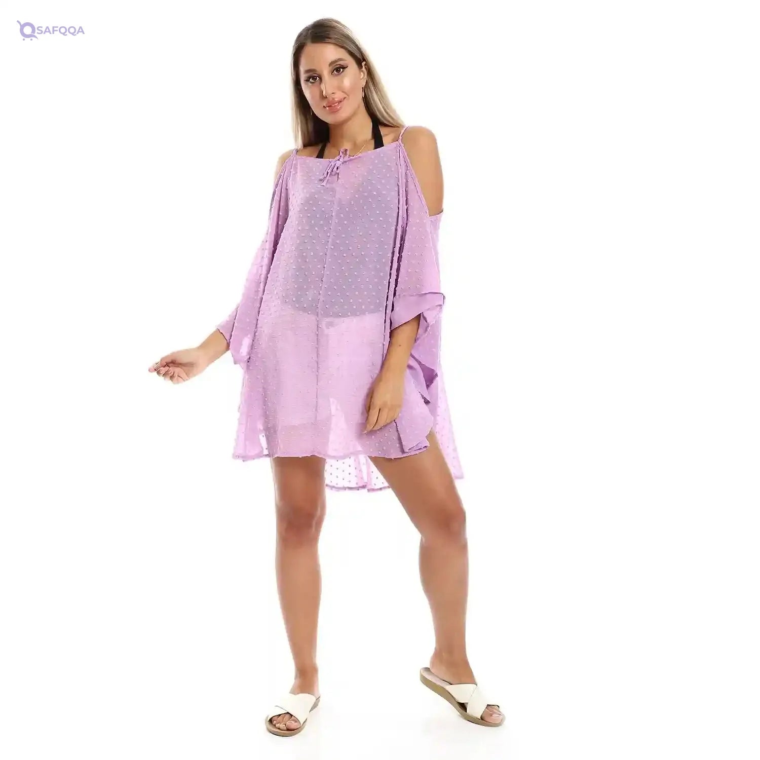 JAMILA Women Self Stitches Sheer Cover Up OUTERWEAR - Safqqa Egypt