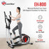PowerMax Fitness® EH-800 Elliptical Cross Trainer Home Gym Workout Machine Magnetic Brake System, Max User Weight 120kg, LCD Display, Pulse Sensor, Antislip Pedal & Magnetic Resistance Silver - Safqqa