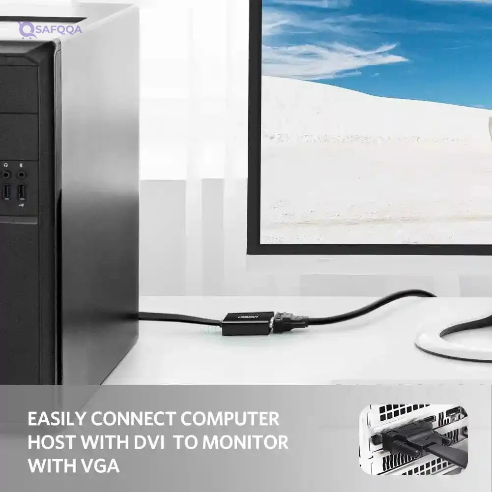 UGREEN DVI to VGA Active Adapter Converter, 1080P, 60Hz, 3D, 0.3Meter. - Safqqa