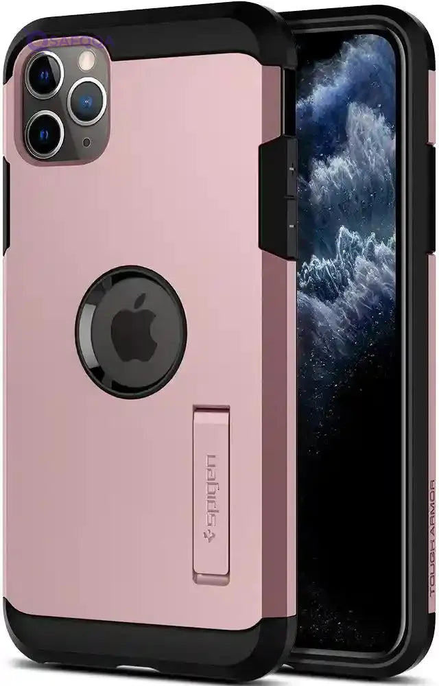 Spigen 077cs27242 tough armor back cover for iphone 11 pro mobile phone - rose gold - Safqqa Egypt
