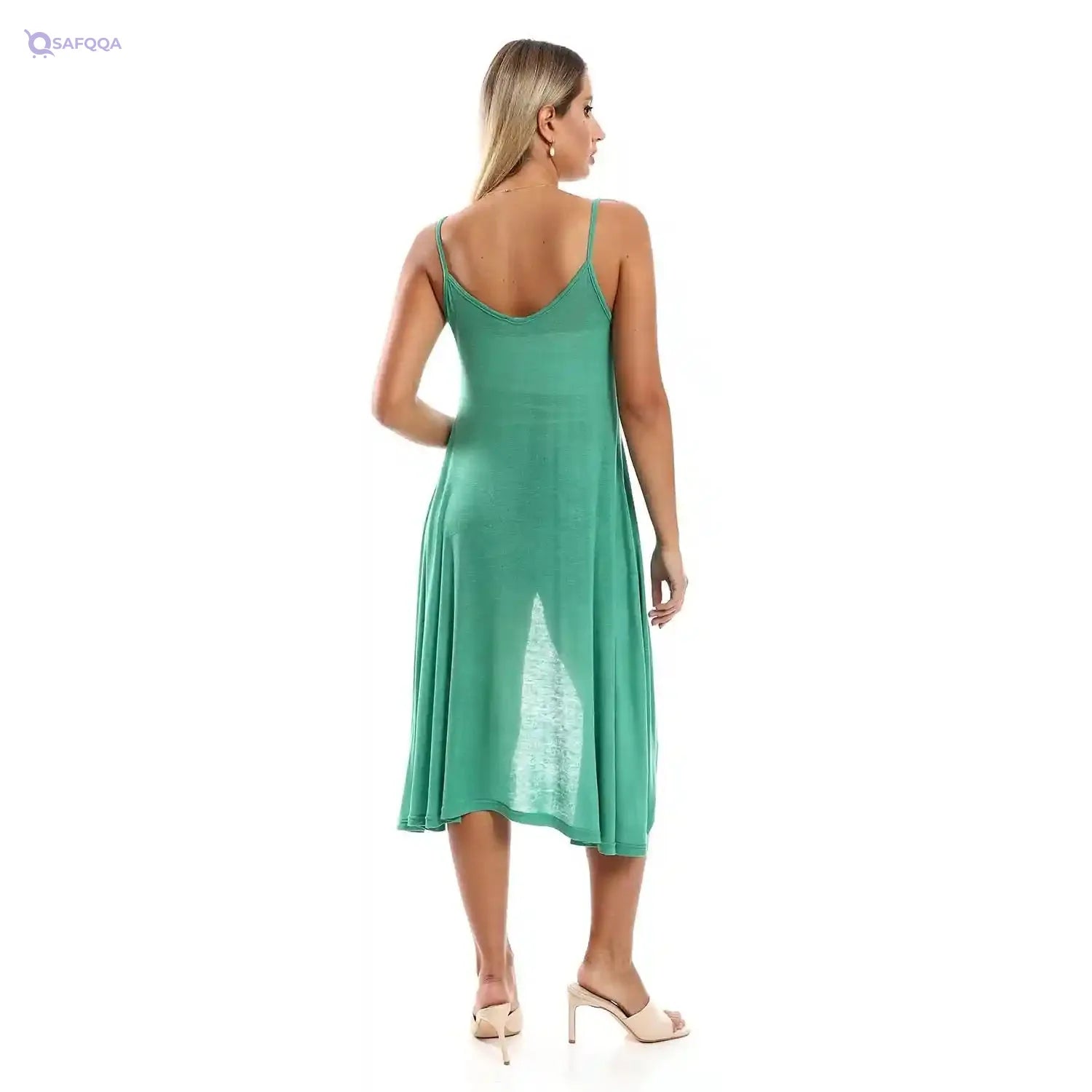 JAMILA Women Spaghetti Sleeves Wide Round Collar Dress - Safqqa Egypt