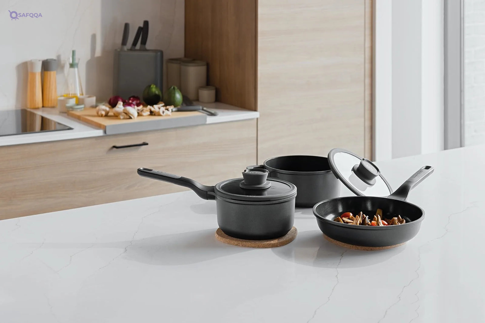 Berghoff Leo Stone+ 5-Piece Nonstick Ceramic Cookware Set – PFAS-Free - Safqqa