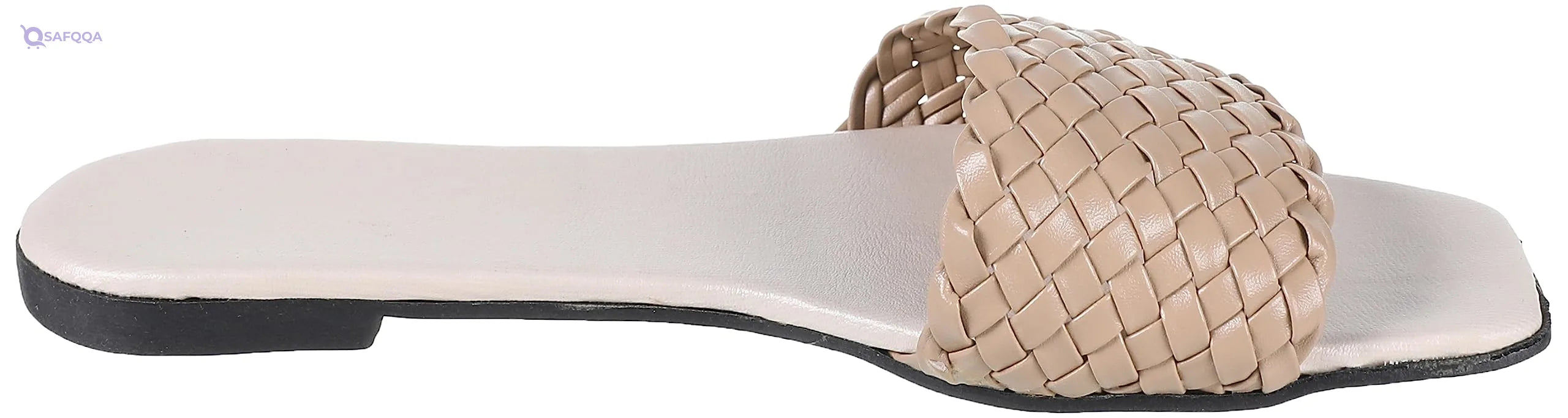 SWAY Flat spongy cushioned insole for amazing comfort and a braided faux soft leather upper For Women, - Safqqa