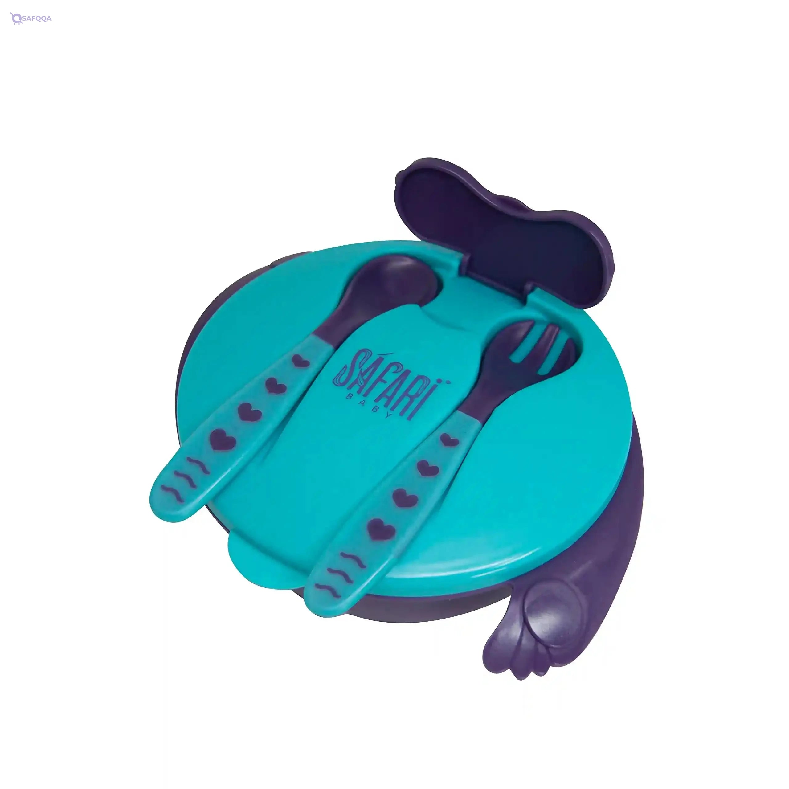Safari dividable bowl with spoon and fork blue 1 piece - Safqqa Egypt