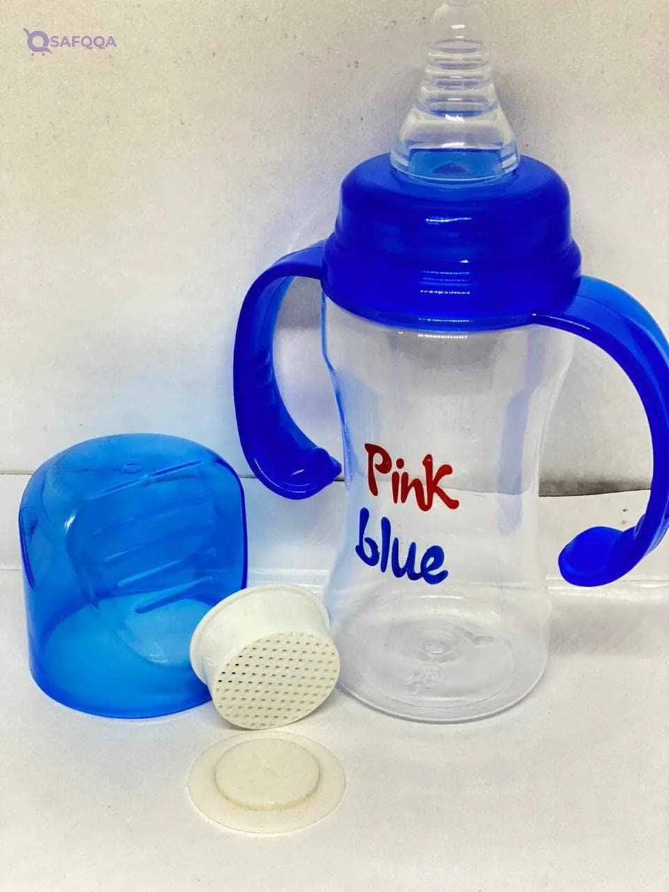 Pink Blue Baby Bottle With Handle 160 ML For Your Babies - Blue - Safqqa
