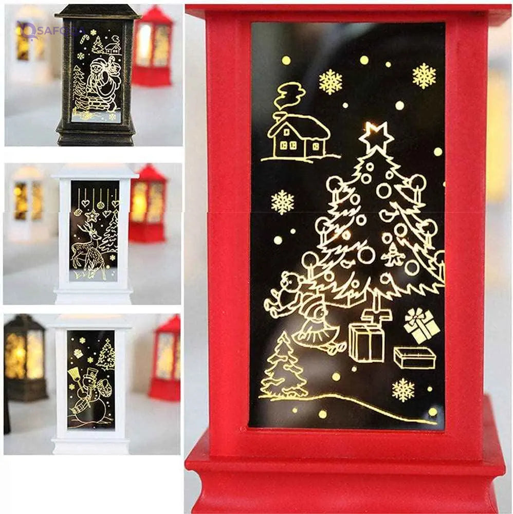 Christmas Lantern Candlestick Lamp – Festive Snowman & Santa Decorative Night Light - Safqqa