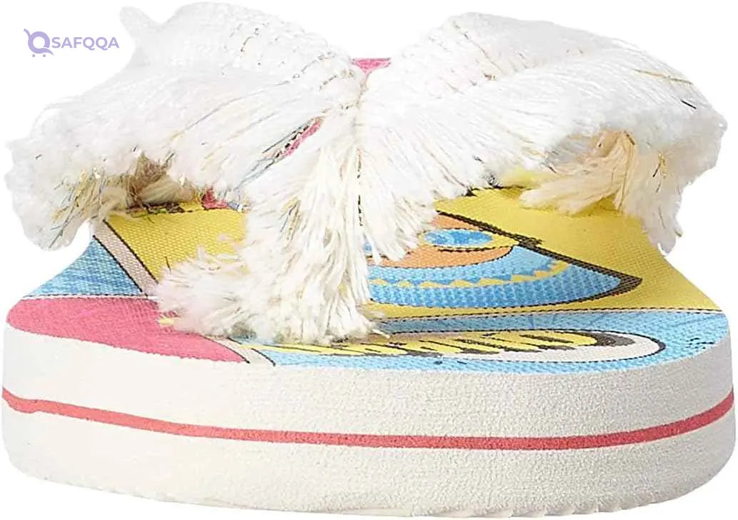 Shibshibi Multi Color Rubber Flip Flop Slipper With White Fabric Strap For Girls S - Safqqa Egypt