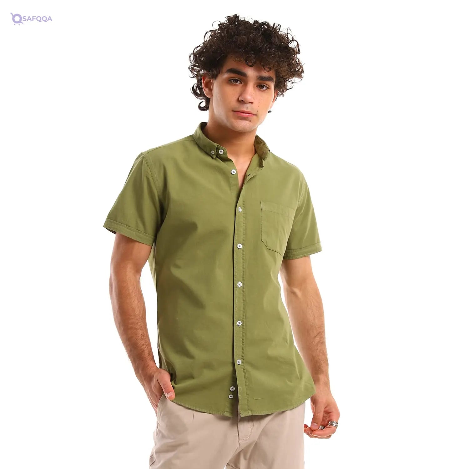 Andora Short Sleeves Solid Summer Shirt For Men,Soft, breathable fabric for all-day wear. - Safqqa
