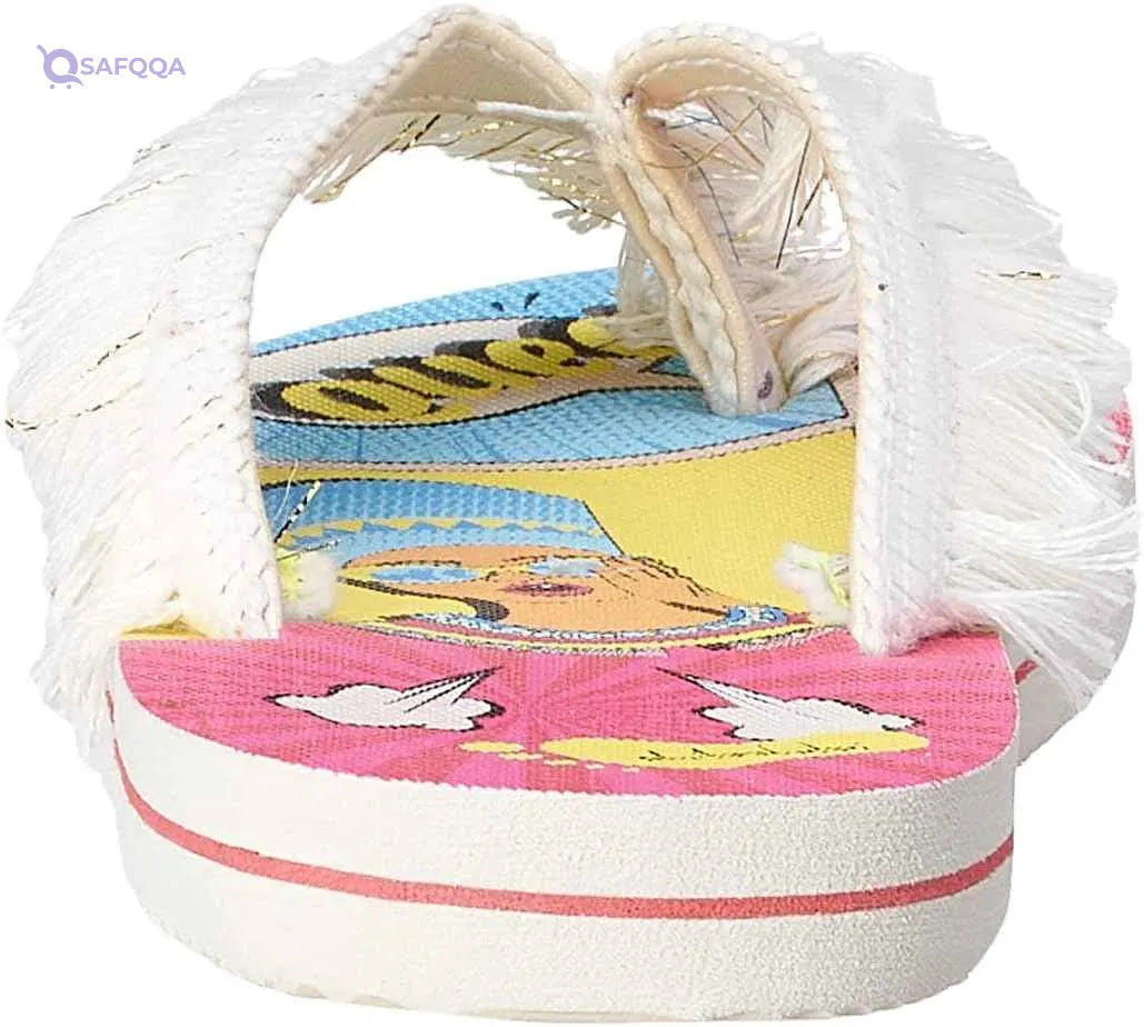 Shibshibi Multi Color Rubber Flip Flop Slipper With White Fabric Strap For Girls S - Safqqa Egypt