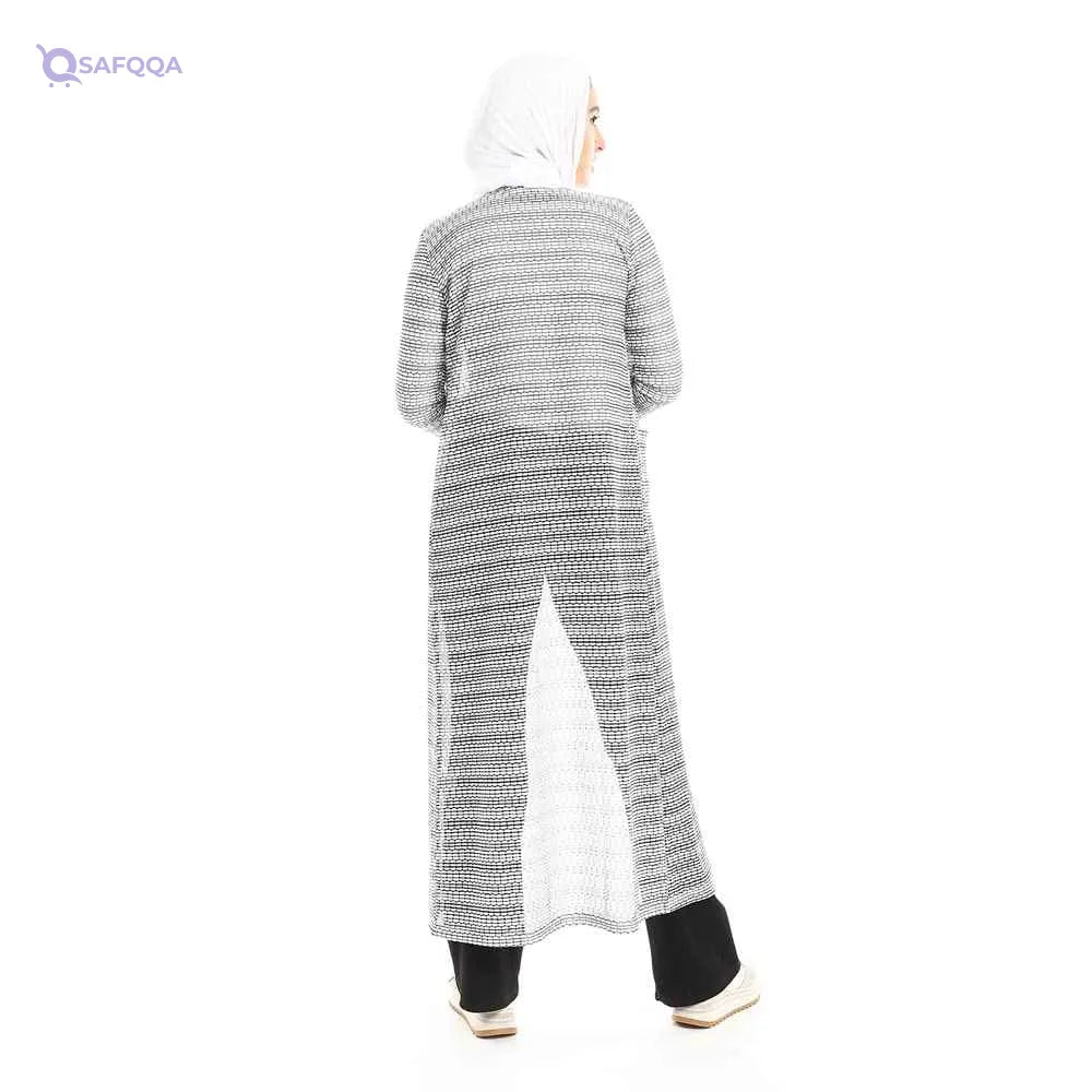JAMILA Side Pockets Open Neckline Long Cardigan For Women,Ideal for casual wear, office looks, or cooler evenings.. - Safqqa