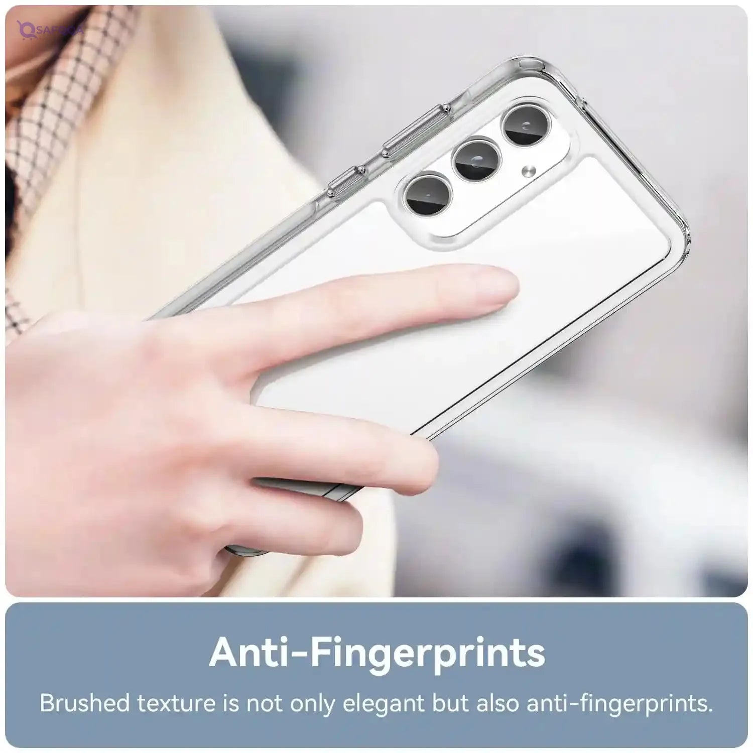 HidWee Crystal Clear Case Compatible with Samsung Galaxy A55 5G, Anti-Yellowing and Anti-Scratch Case, Anti-Shock Hybrid PC and TPU Silicone for Samsung Galaxy A55 5G - Transparent - Safqqa