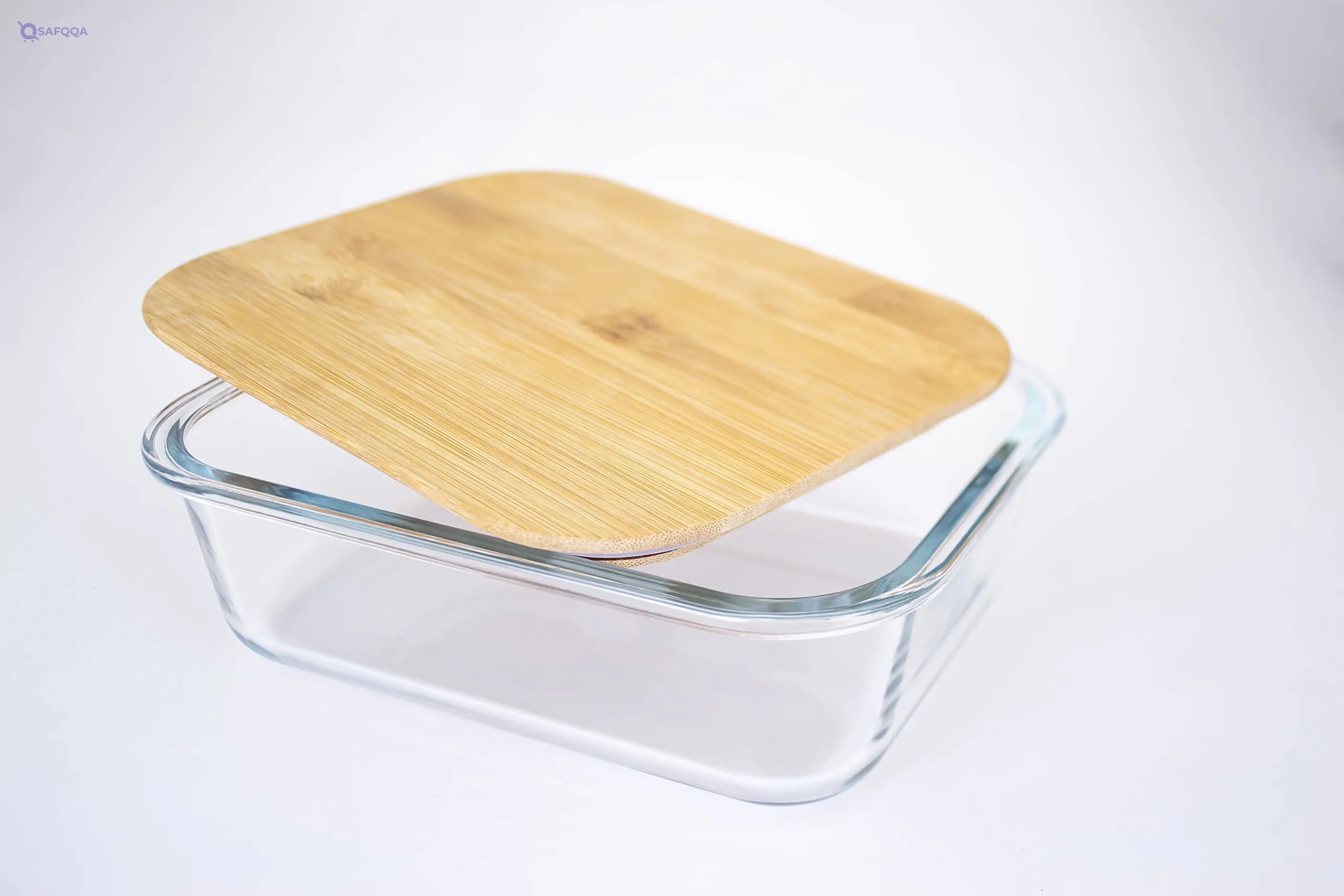 Cuisine Art Rectangular Glass Food Container with Bamboo Lid - Safqqa