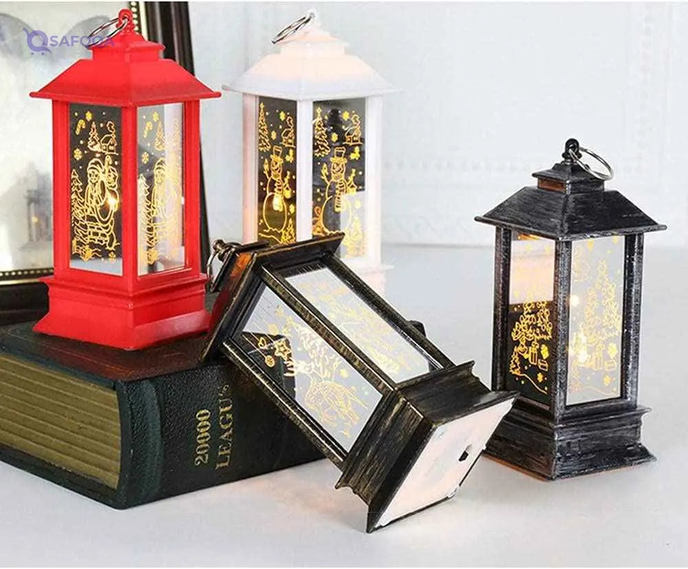 Christmas Lantern Candlestick Lamp – Festive Snowman & Santa Decorative Night Light - Safqqa