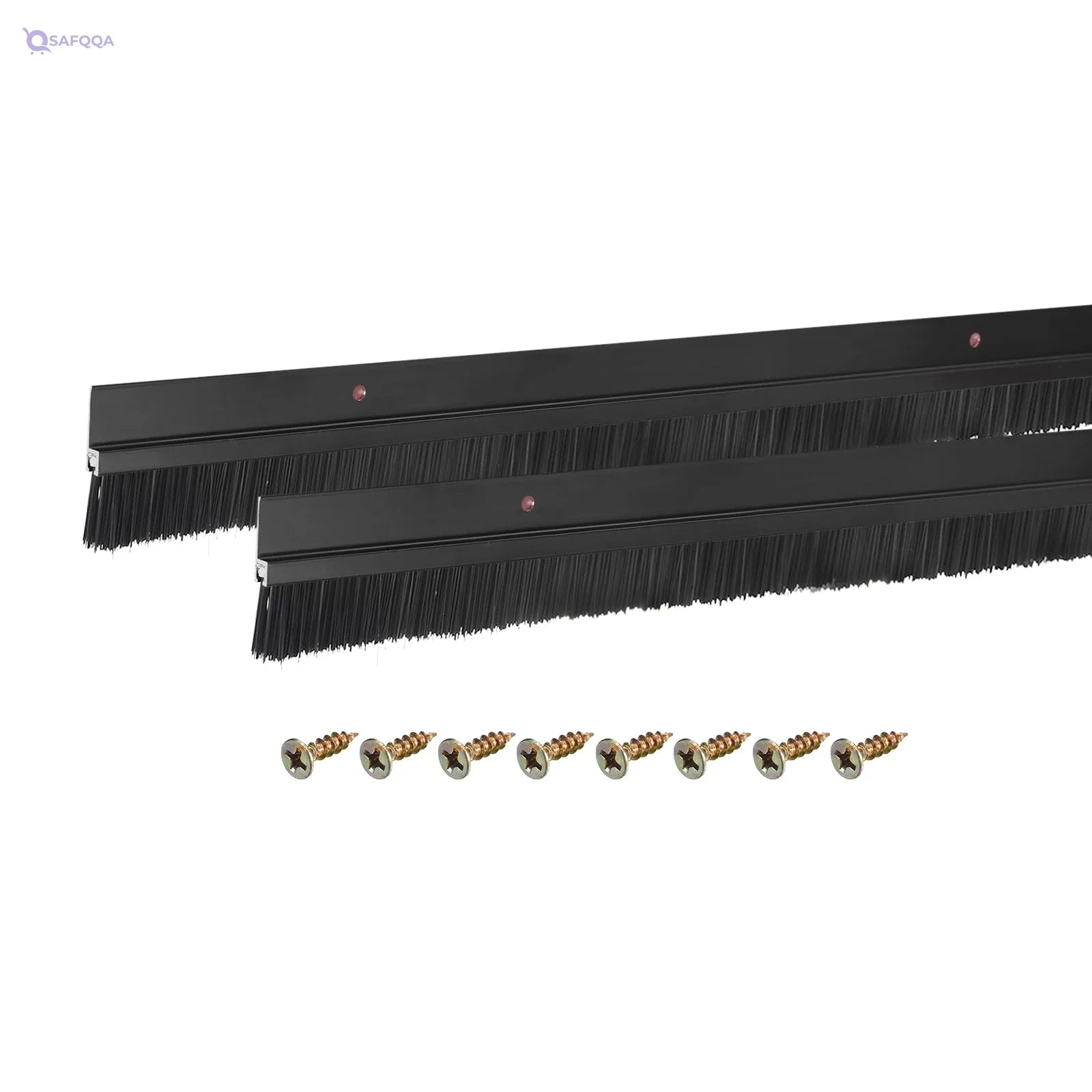 uxcell 2Pcs Door Brush Bottom Sweep H-Shape Aluminum Alloy Base with 0.8-inch Nylon Brush for Home, - Safqqa