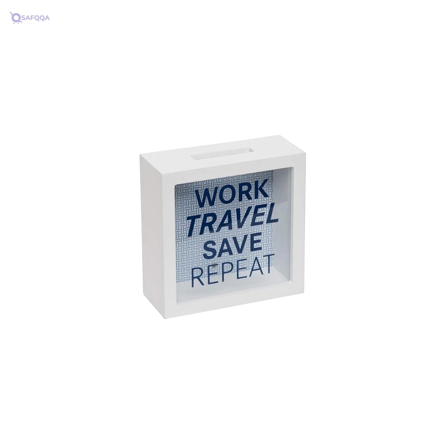 Foreside Home & Garden Work Travel Save Repeat Wooden Piggy Bank - Safqqa