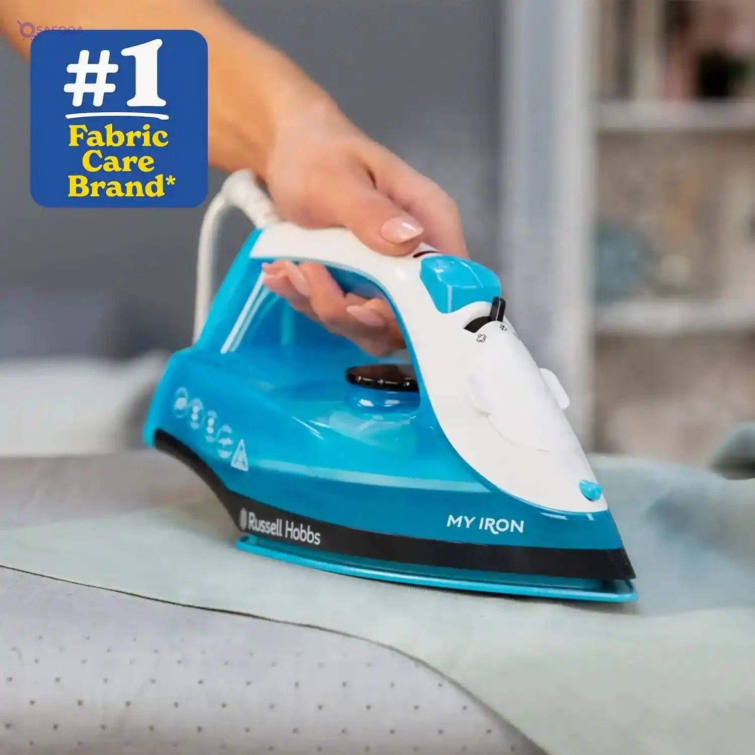 Russell Hobbs 1800W My Iron Steam Iron, Ceramic Soleplate, 260ml Water Tank, Self-Clean Function, 2m Power Cord, Model 25580 (Blue/White) - Safqqa Egypt