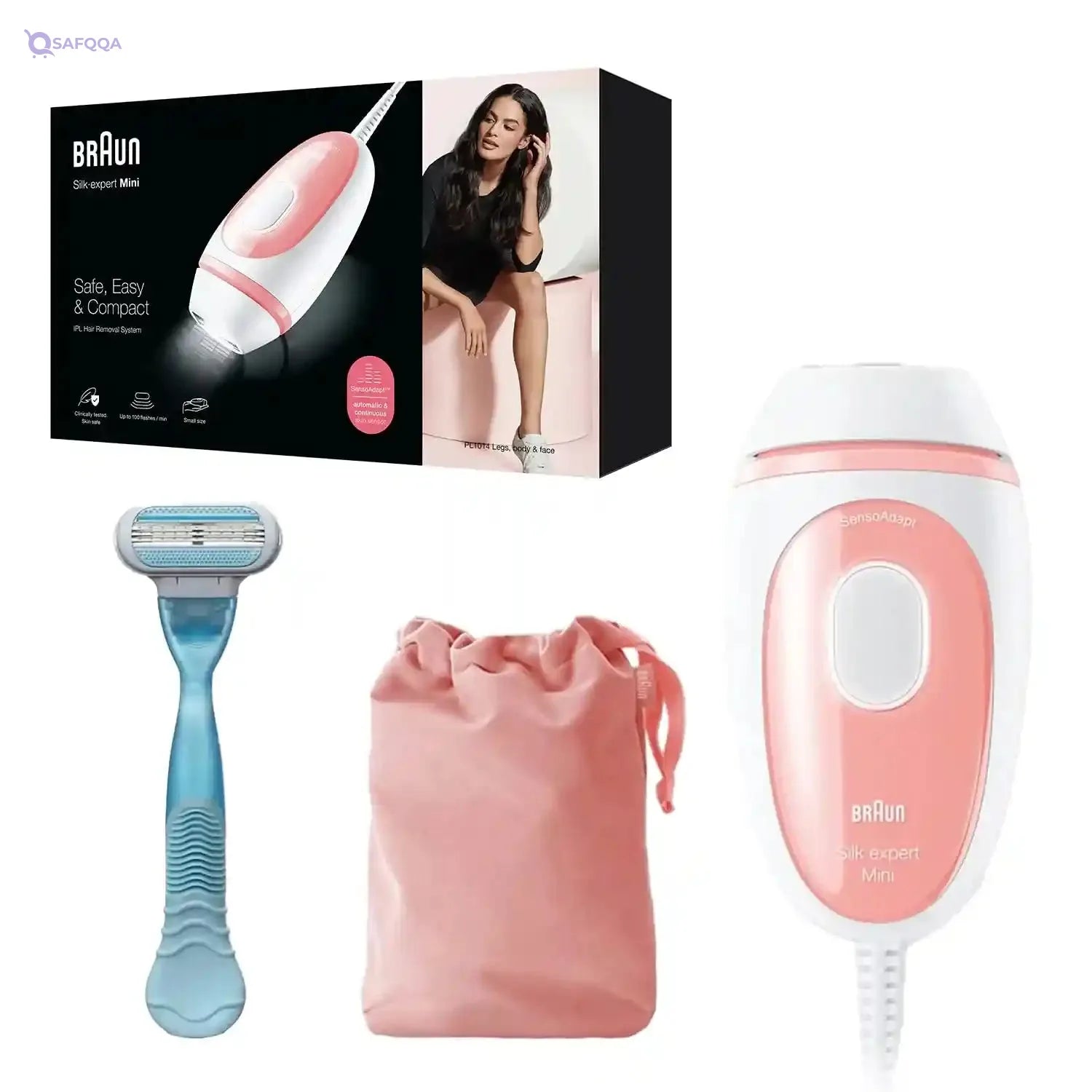 Braun Silk-expert Mini PL1014 IPL with 2 extras, Venus Smooth Razor, Travel Pouch – PL1014 - Safqqa Egypt