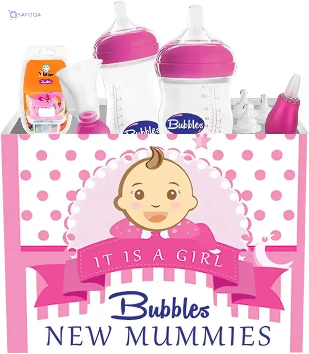 Bubbles New Mommy Natural Box Small - Rose for Girls, 8 Items (Multiple Colors) - Safqqa Egypt