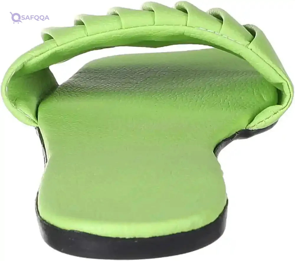 OX Faux Leather Green Slides OX005 For women, - Safqqa Egypt