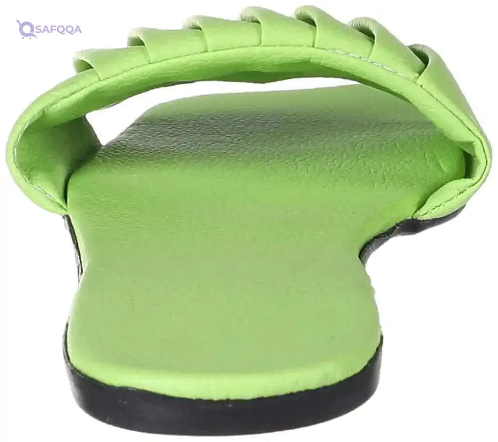 OX Faux Leather Green Slides OX005 For women, - Safqqa Egypt