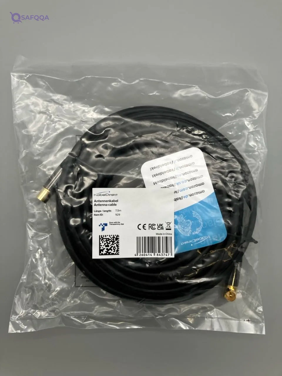 KabelDirekt – 7.5m Coaxial Aerial/Antenna Cable with angle 90° (75 Ohm, 90° angled male connector – straight female connector, coaxial cable for TV, HDTV, radio, - Safqqa