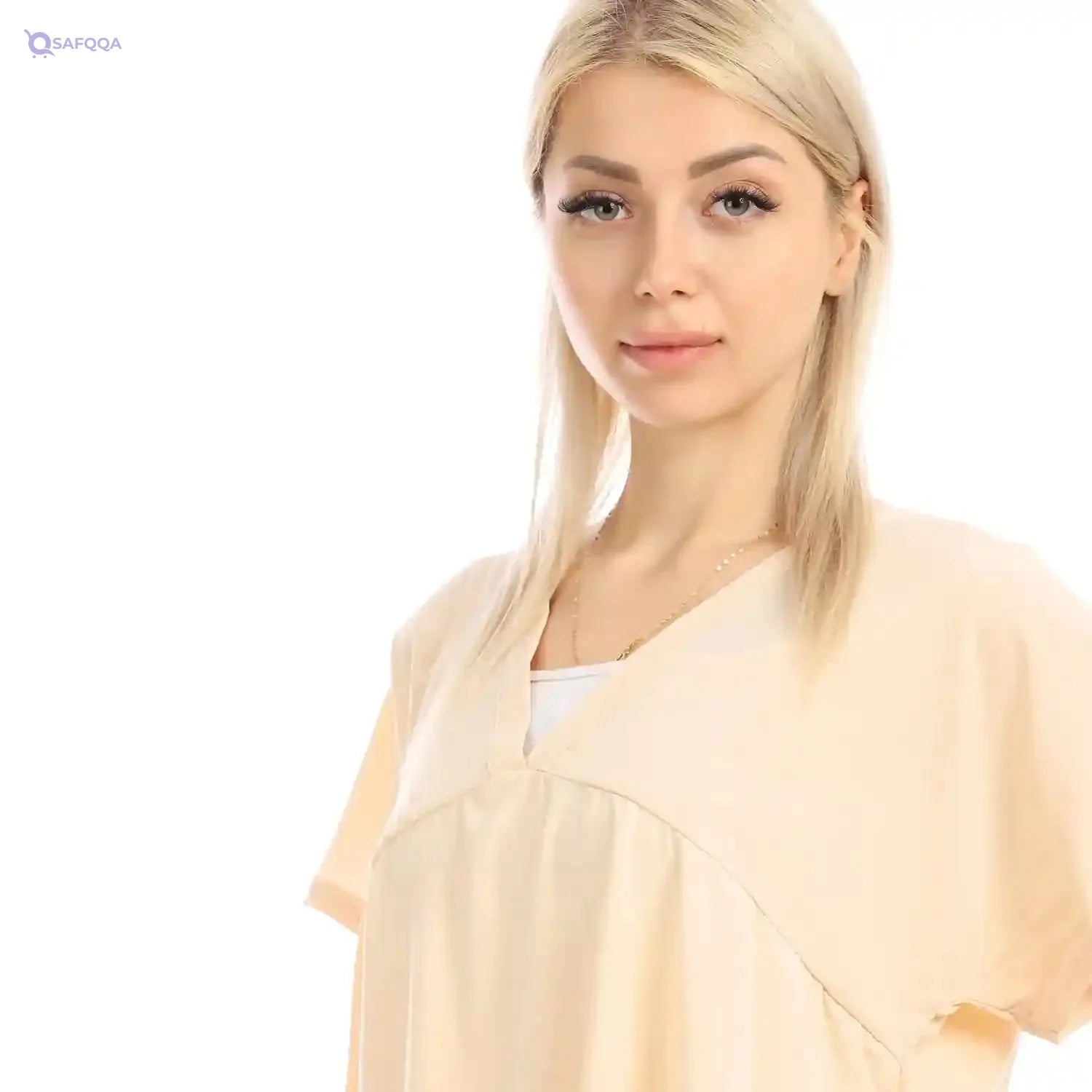 JAMILA Women Short Sleeves Tiered Deep V Neck Dress - Safqqa Egypt