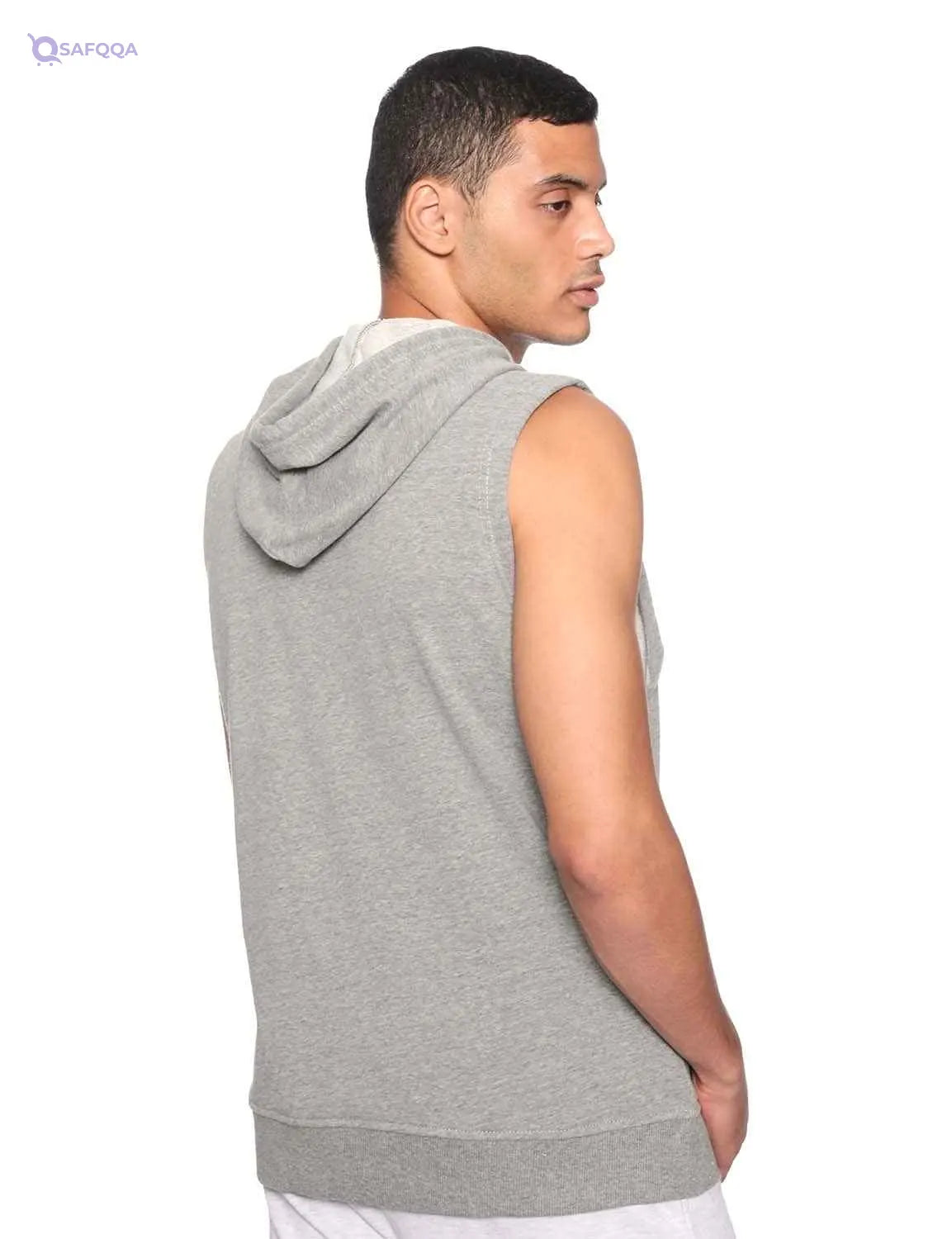 34 by Amr Diab Cotton Kangaroo-Pocket Sleeveless Hoodie for Men - Safqqa Egypt
