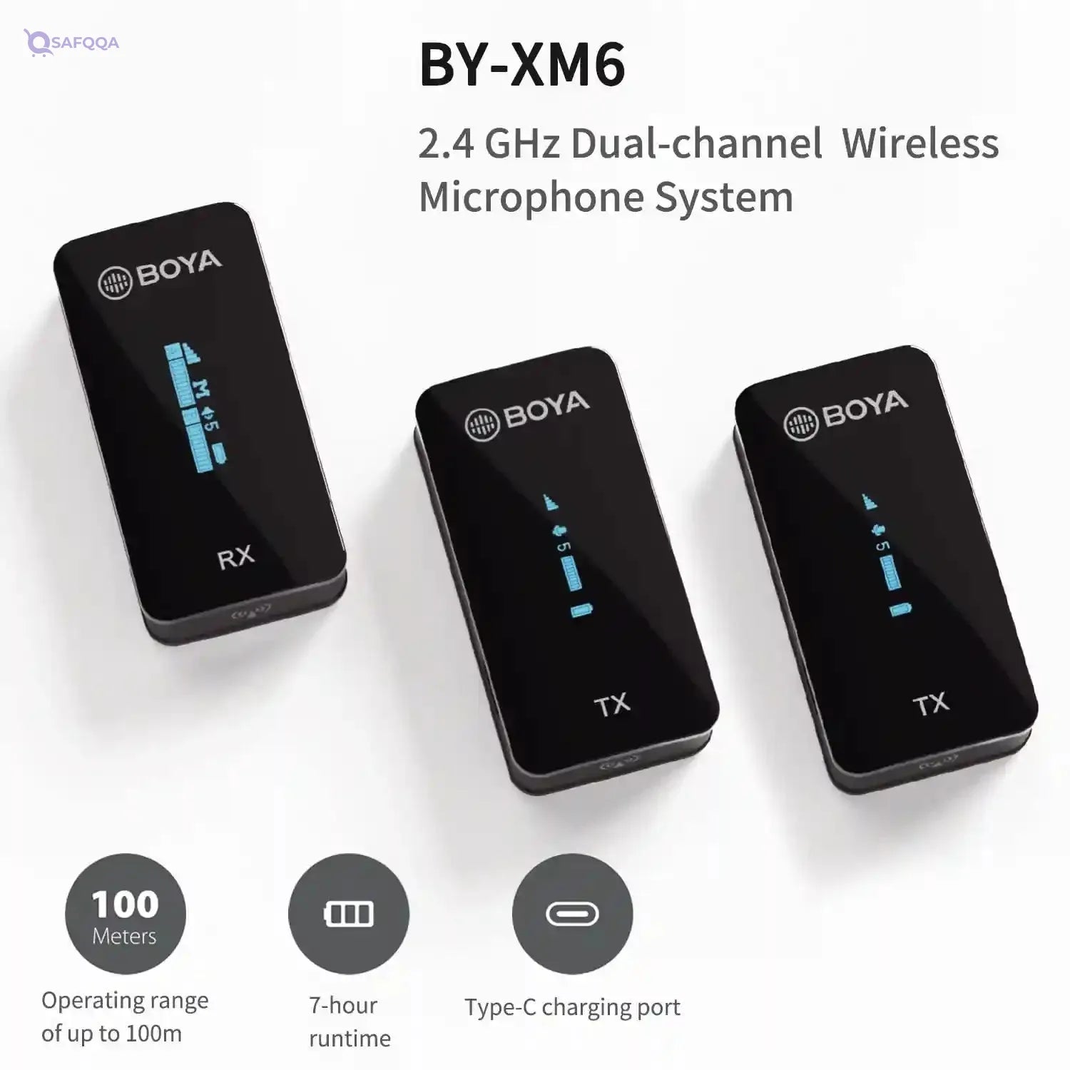 Boya by-xm6-s2 2.4ghz dual-channel wireless microphone system - Safqqa