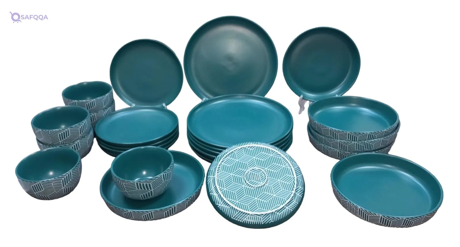 Mazaj Porcelain Dinner Set 24 Pcs (Composition: 6 Dinner Plates / 6 Dessert Plates / 6 Deep Plates / 6 Bowls) - Safqqa
