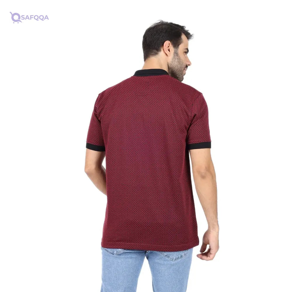 FIRE WOOD Full Print Zig zag Basic Polo For Men,,Soft, breathable fabric for all-day comfort. - Safqqa