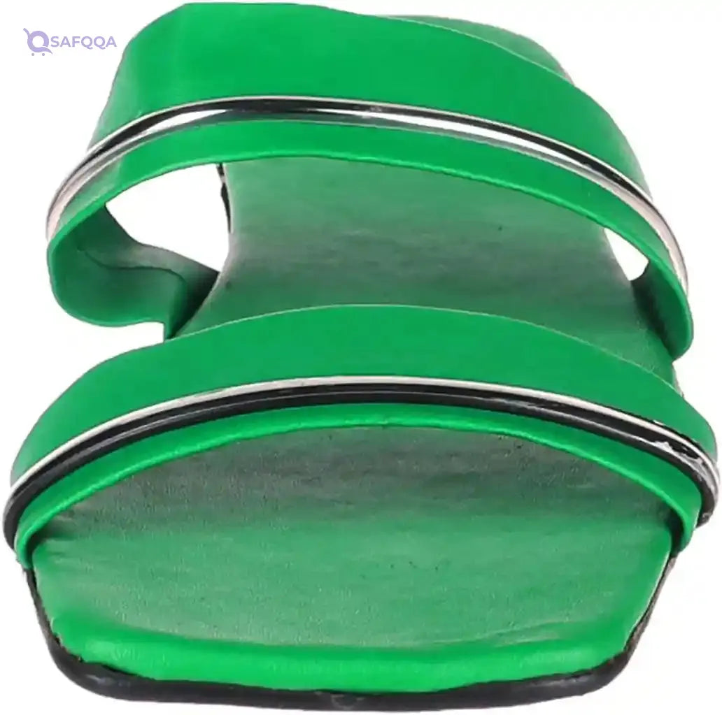 OX Faux Leather Green Slides OX006 For women - Safqqa Egypt