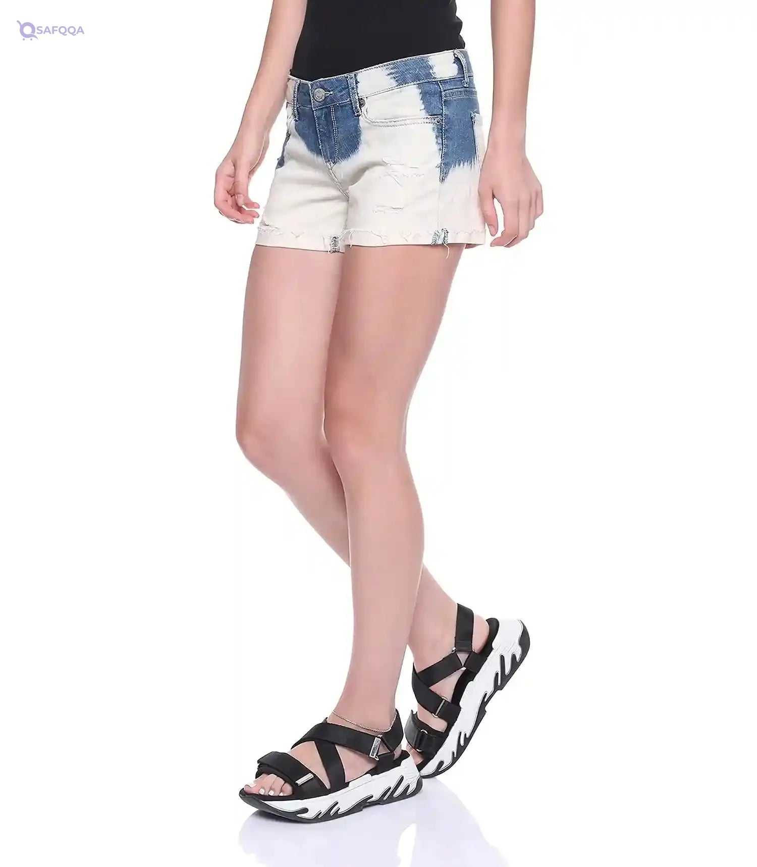 Aeropostale Ripped Acid Wash Raw Hem Jeans Shorts for Women - Safqqa Egypt
