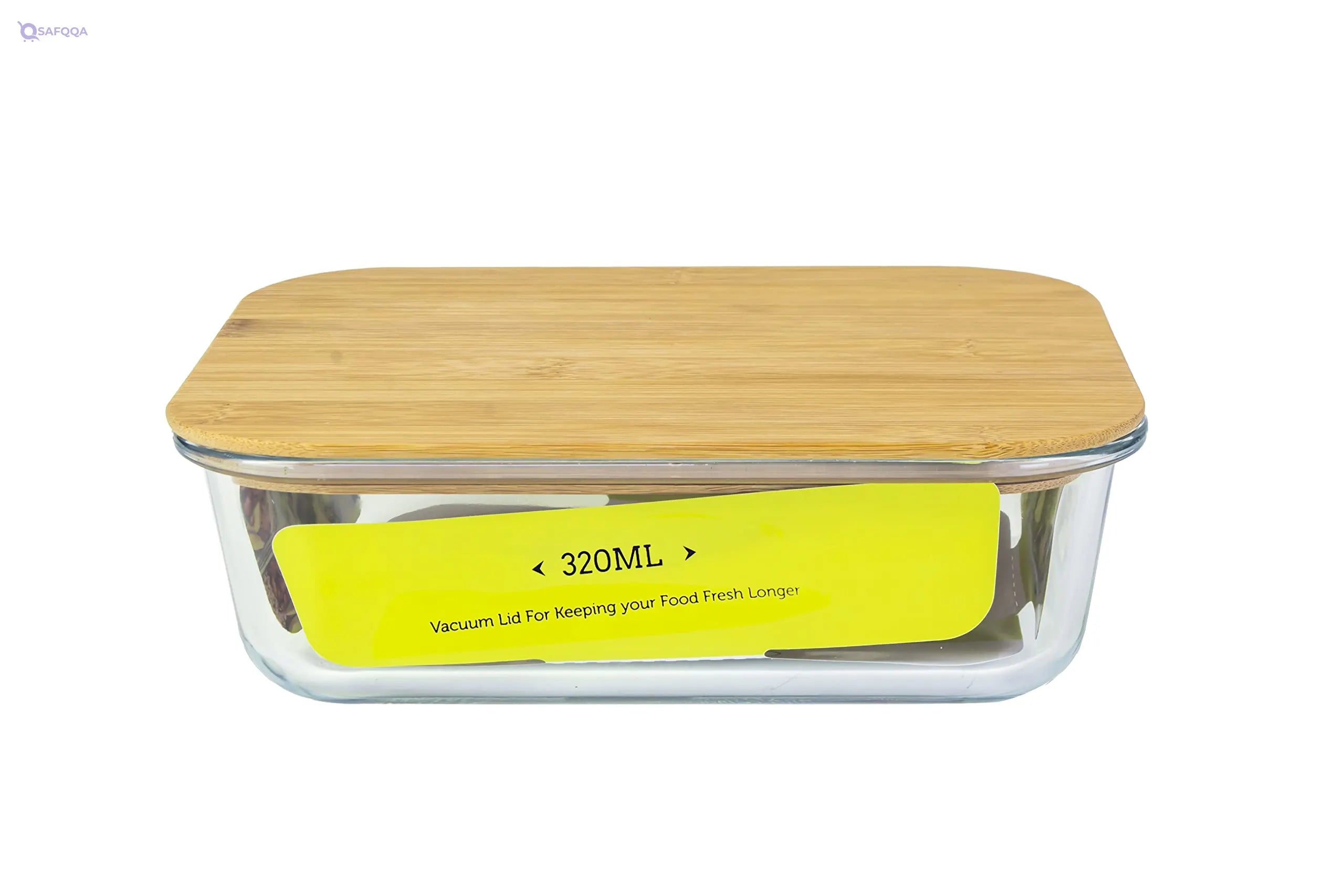 Cuisine Art Rectangular Glass Food Container with Bamboo Lid - Safqqa