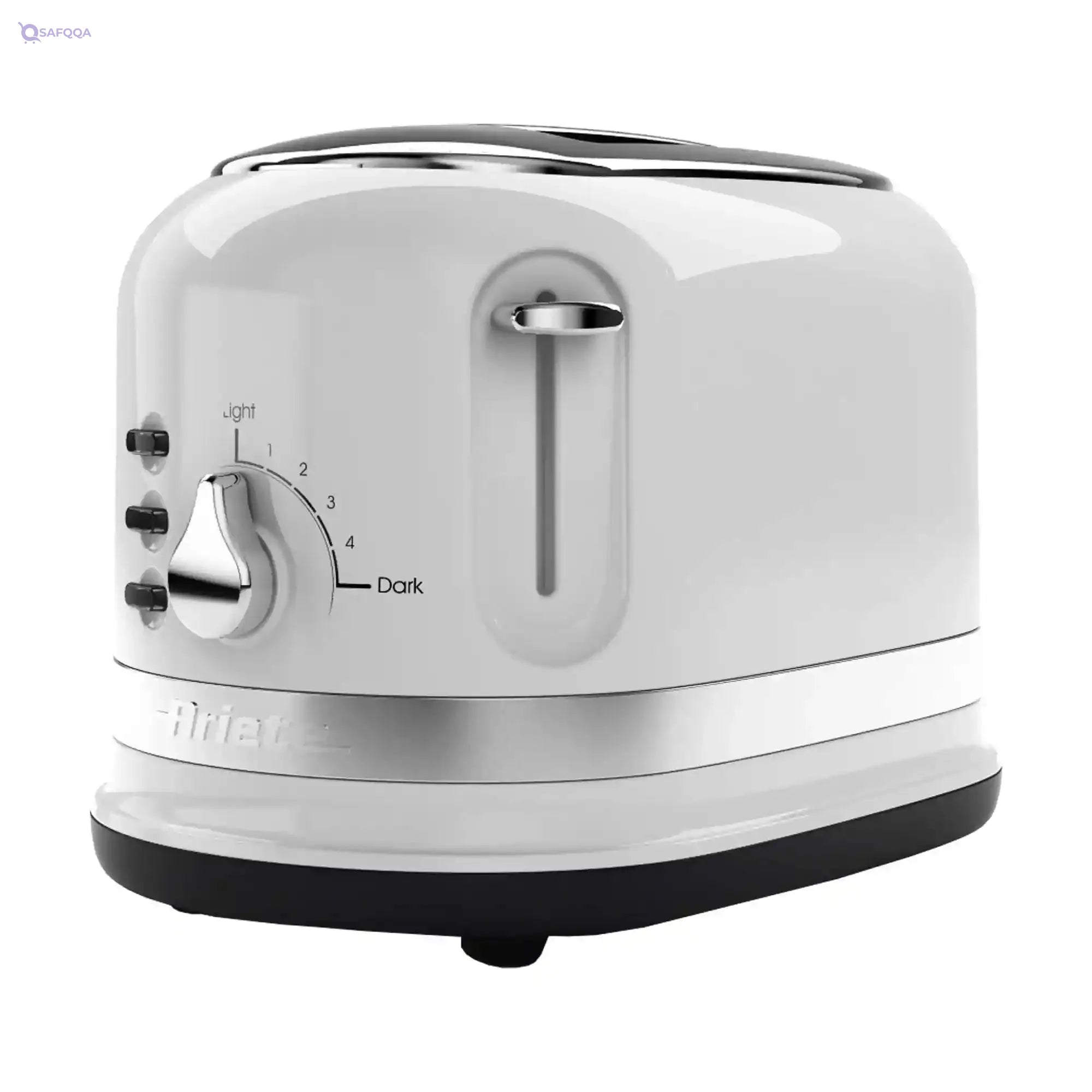 Ariete Moderna 2 Slice Toaster 0149W with 6 Browning Levels, Auto Eject, Crumb Tray, Defrosting and Reheating Functions, Cord Wrap, Metal Body, 800W, White - Safqqa
