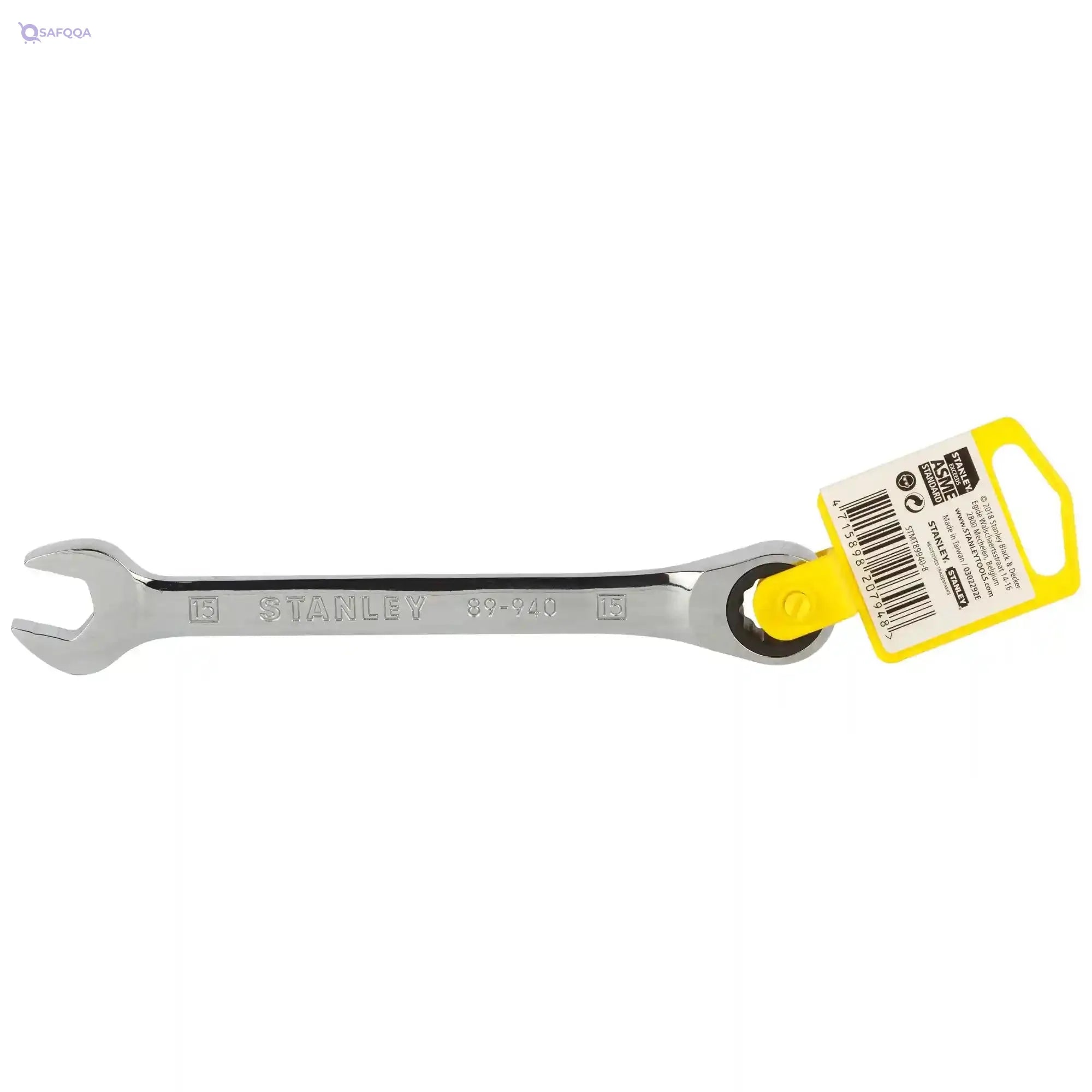 Stanley Stmt89940-8B-12 Combination Stainless Steel Reversible Ratcheting Spanners-15Mm (Silver) - Safqqa