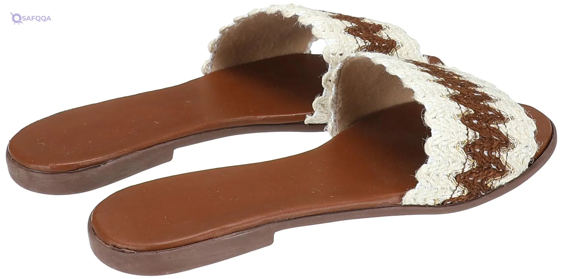 SWAY Flat Spongy Cushioned Insole For Amazing Comfort And A Braided Faux Soft Leather Upper Slipper For Women, - Safqqa