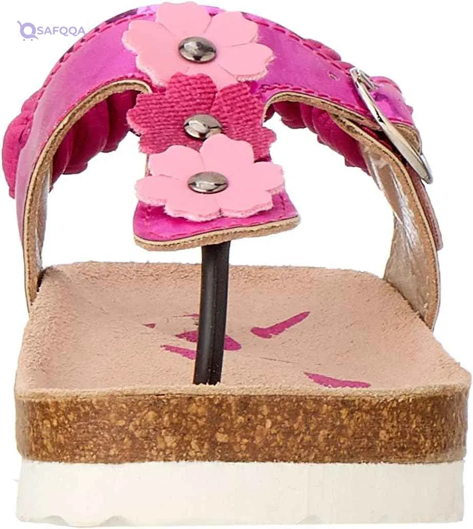 Bellino Flower Embellished Elastic Back Strap Thong Sandals for Girls - Safqqa Egypt