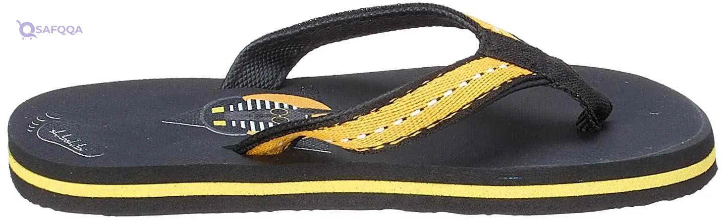 black rubber flip flop slipper for kids with colorful fabric strap - black size: S - Safqqa Egypt