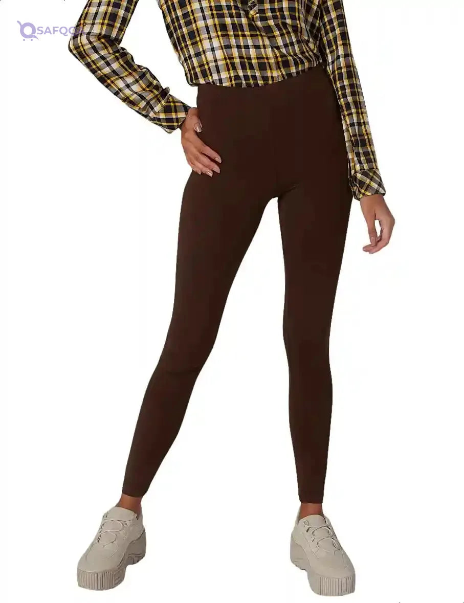 Splash Plain High-Waist Elastic Waist Leggings for Women - Safqqa Egypt