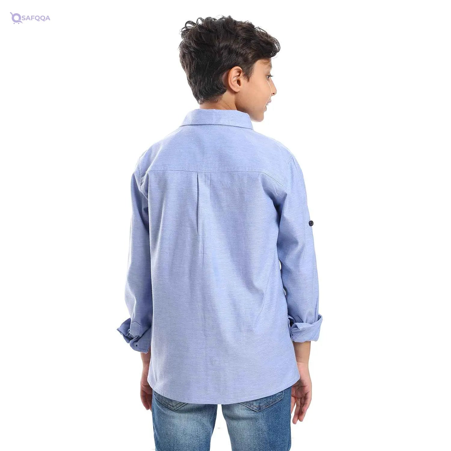 Generic Boys Casual Roll Up Sleeves Cotton Shirt - Safqqa Egypt