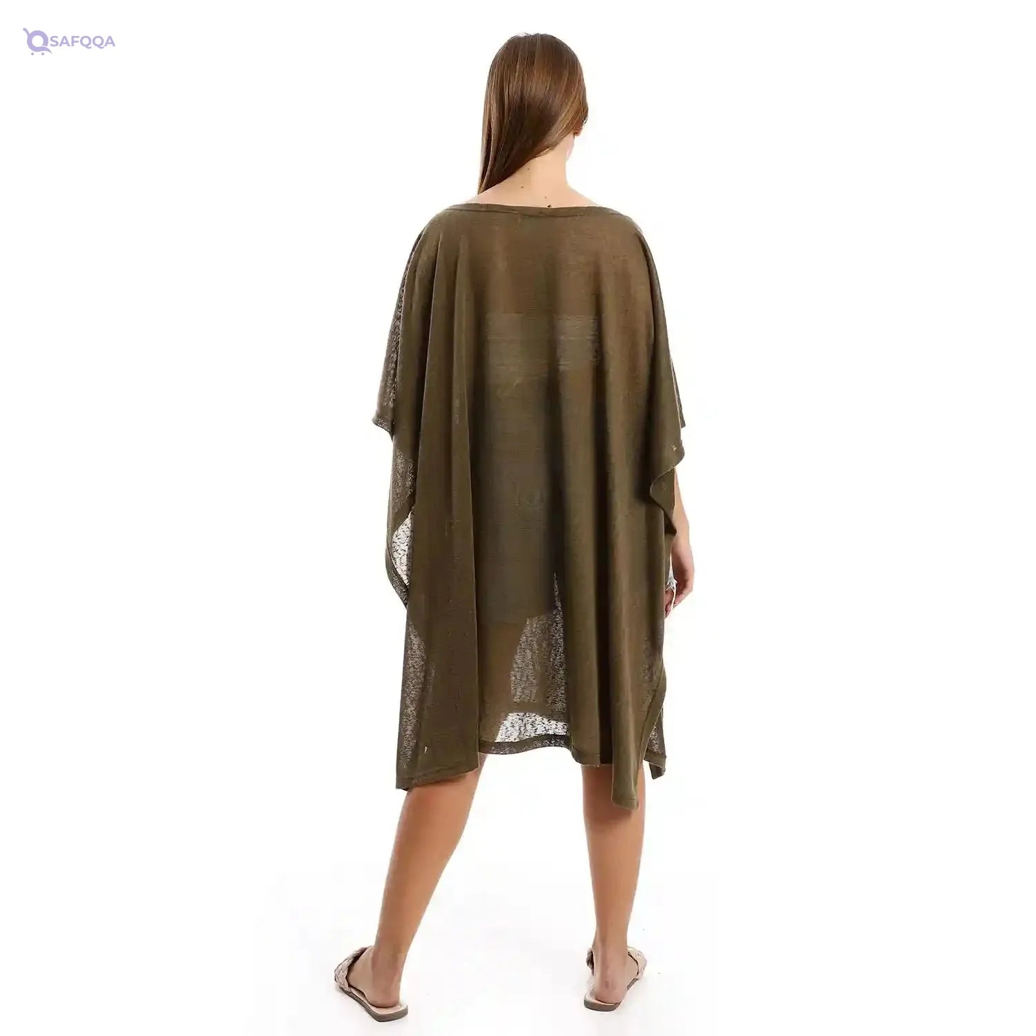JAMILA Women Knitted Deep Round Batwing Sleeves Cover Up OUTERWEAR - Safqqa Egypt