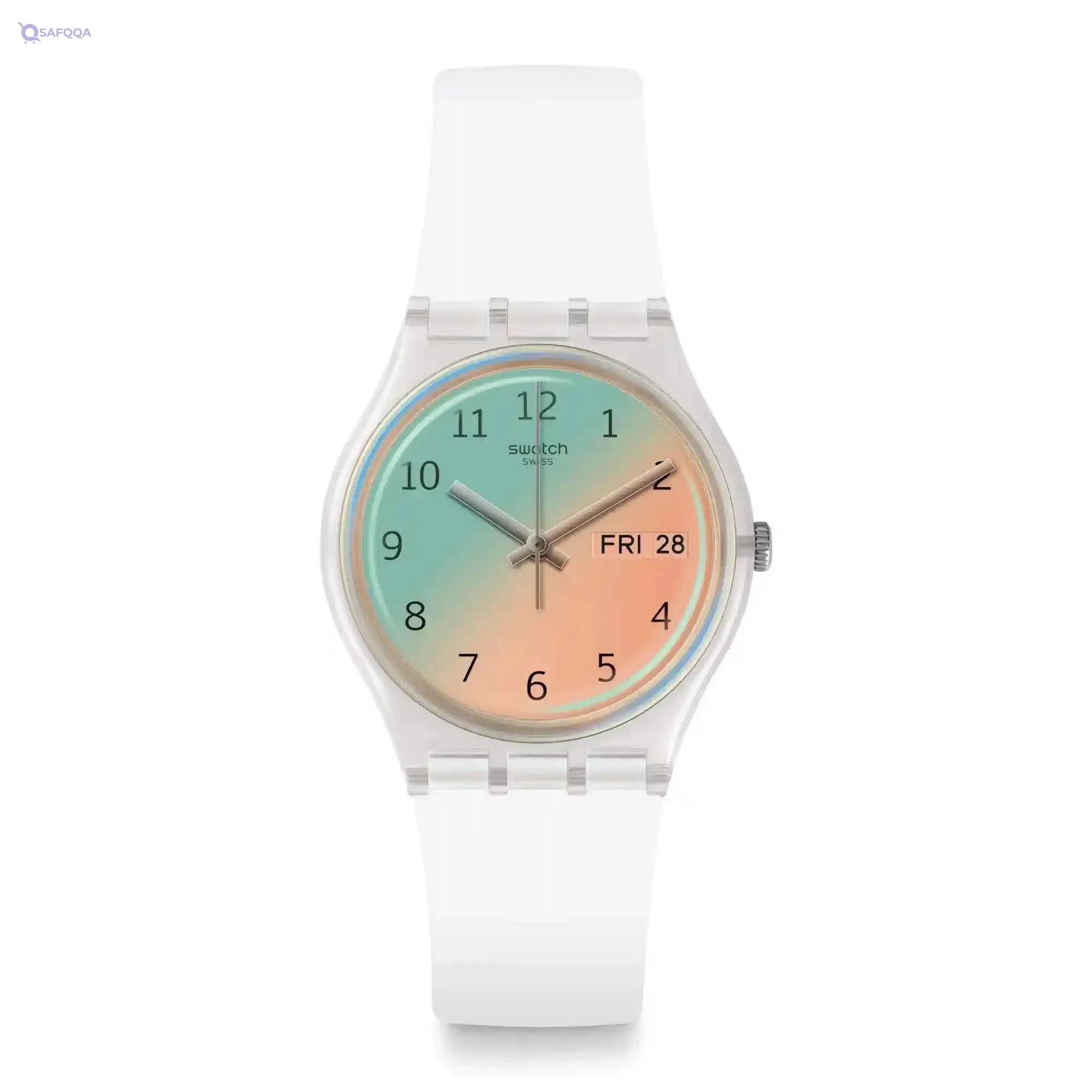 Swatch Silicone Two-Tone Dial Round Analog Watch for Women - - Safqqa Egypt