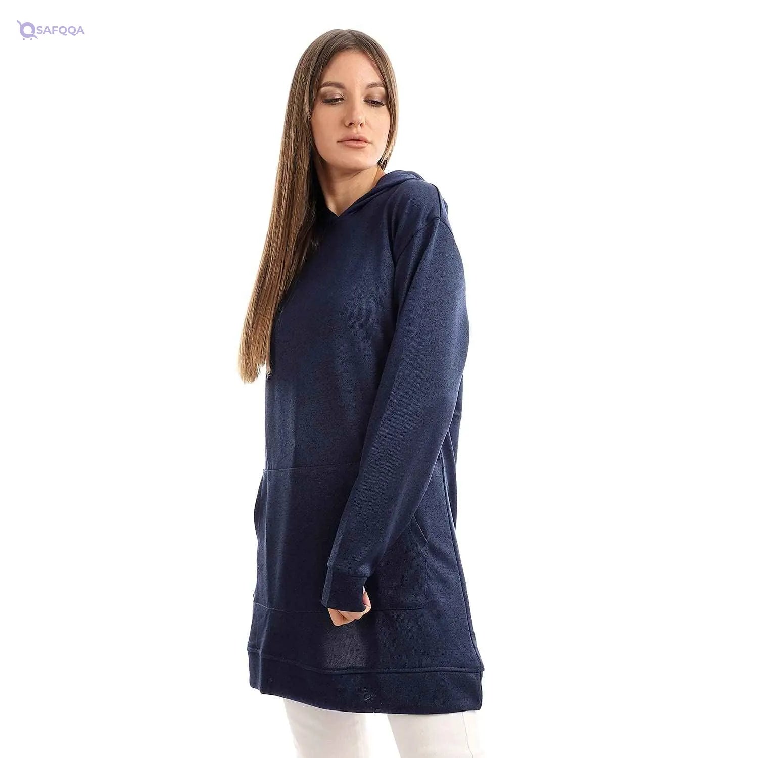 KADY Women Plain Over Sized Hoodie With Kangouroo Pocket Outerwear SWEATSHIRT - Safqqa