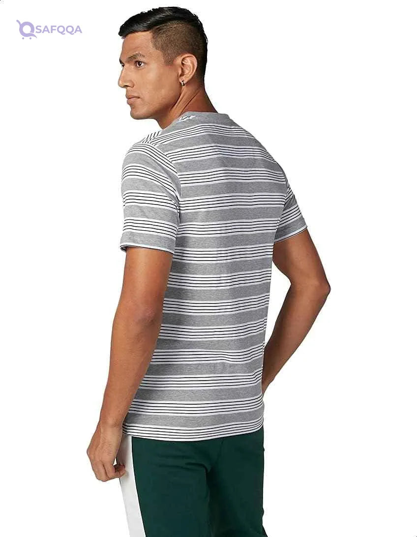Splash Striped Short SLeeves V Neck T-shirt for men - Safqqa Egypt